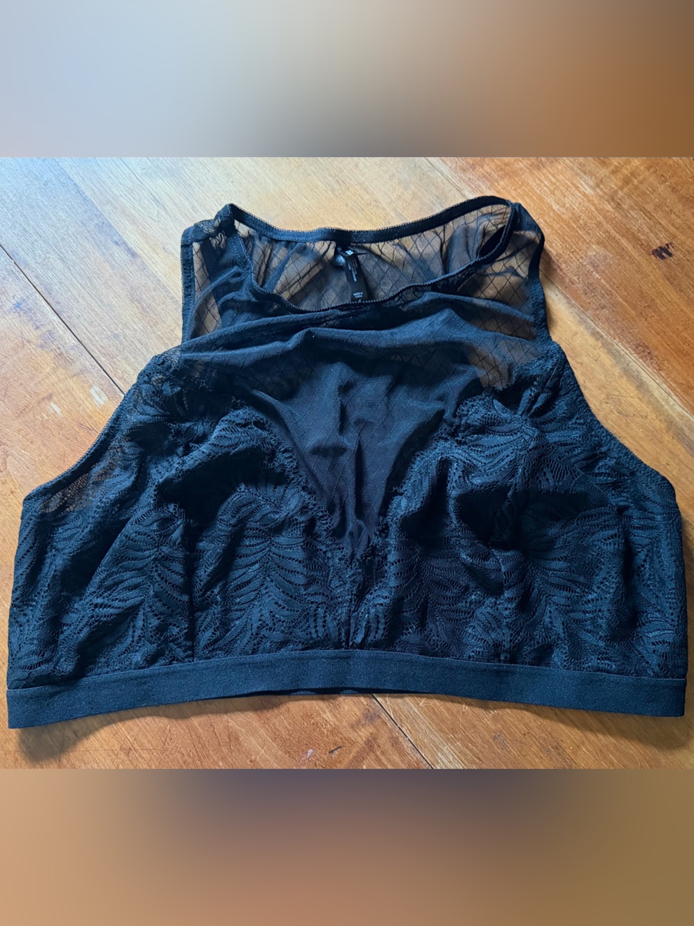 Torrid Black Lace Sheer High-Neck Bandeau-Never worn